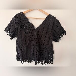 Opening Ceremony Black Eyelet Lace Blouse